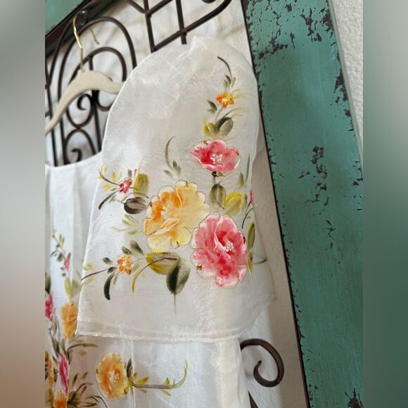 Raffaella Vintage Hand-Painted Floral Sheer Blouse size M - Picture 3 of 6